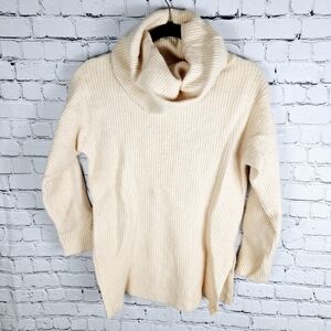 VINTAGE | GW lambswool/angora blend ribbed long sleeve funnel neck sweater